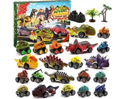 Dinosaurus Adventskalender 2026 – 24 Dagen Kerstcountdown met 21 Terugtrek Dino Auto’s & 3 Thema-Scènes – Voor Jongens & Meisjes vanaf 3 Jaar – Inclusief T-Rex, Stegosaurus & Triceratops