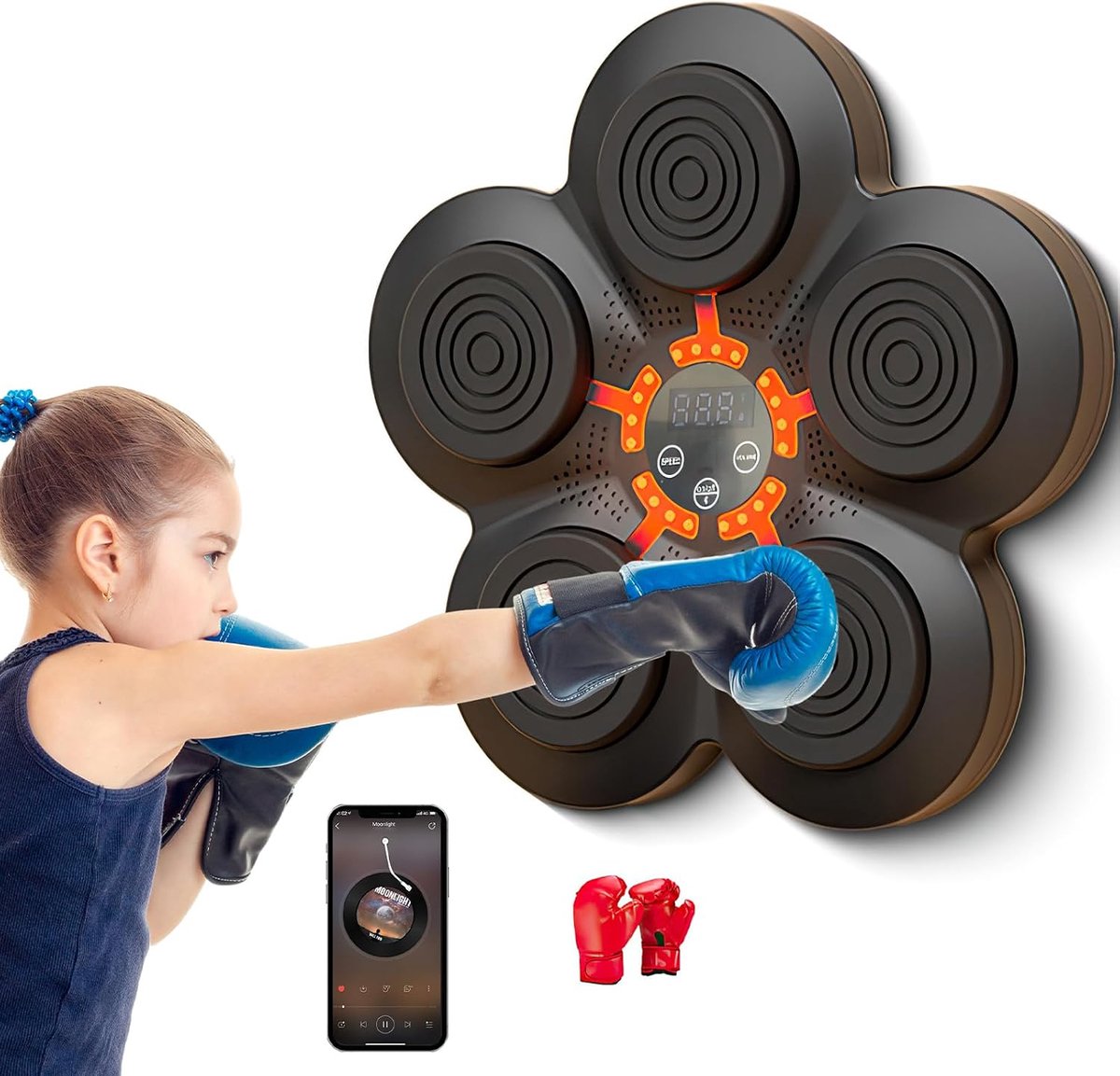 Muziek Boxing Machine -Smart Bluetooth Muziek Elektronische Boxer - Bokstraining Wandboksapparatuur Wandboksspellen voor Kinderen en Volwassenen Wandboksdoelen - Bokshandschoenen voor kinderen