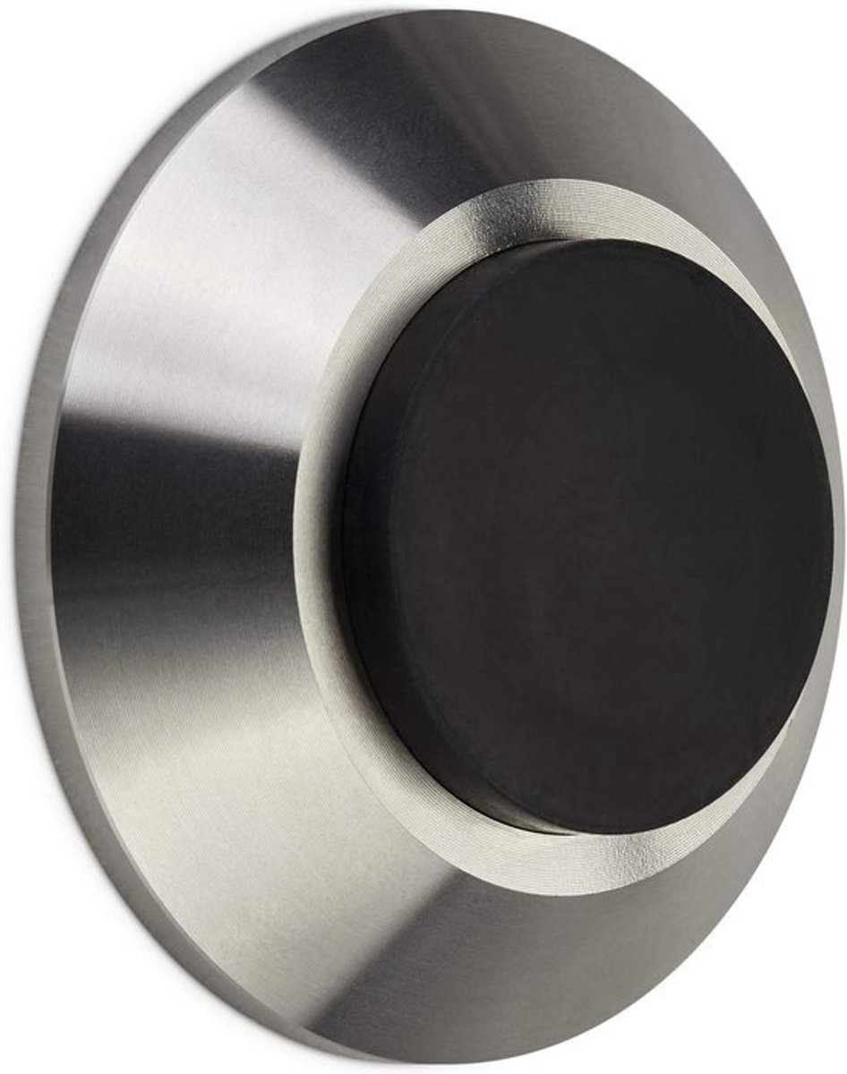 Moderne deurstopper - Massief roestvrij staal Ø 60 mm - Met rubberen buffer