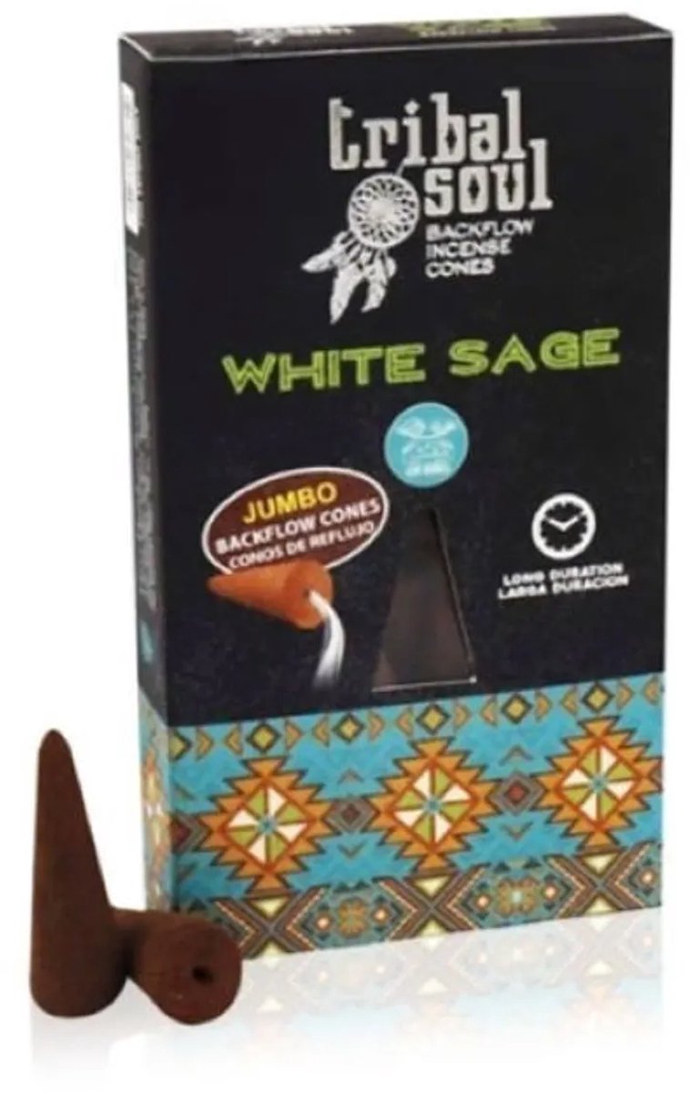 Tribal soul Backflow Wierook kegels - Witte Salie - 10 stuks