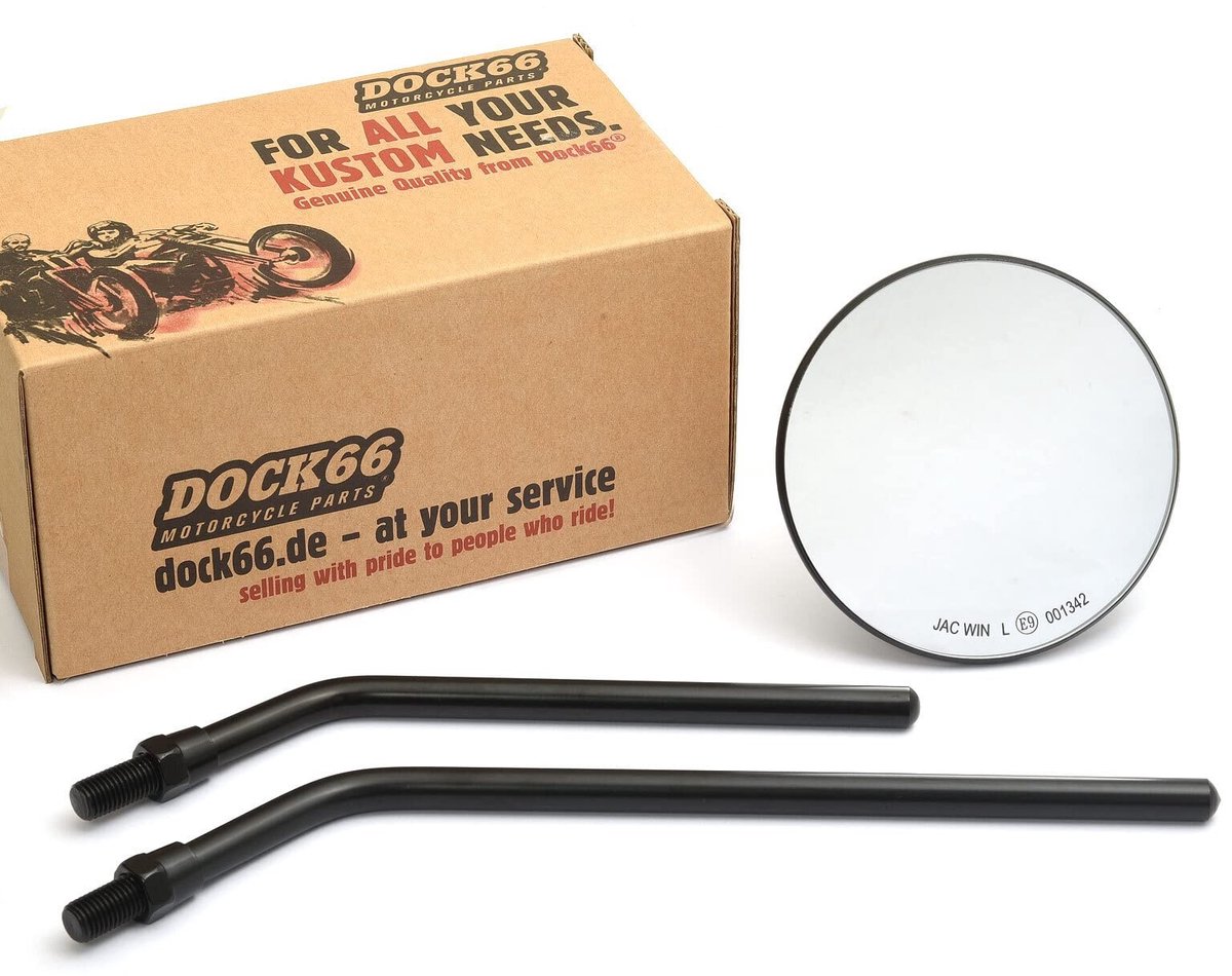 Rond Custom Achteruitkijkspiegel 10cm Zwart met E-keuring