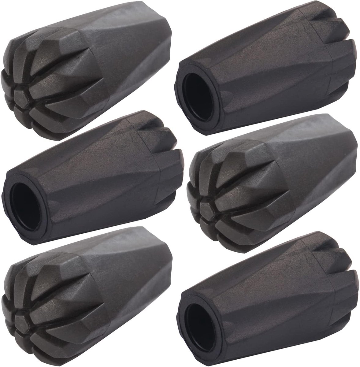 Rubberen Puntbeschermers voor Trekkingstokken - 6 Stuks - Extra dik en slijtvast - Binnendiameter 11 mm - Antislip Tips voor Nordic Walking - Zwart