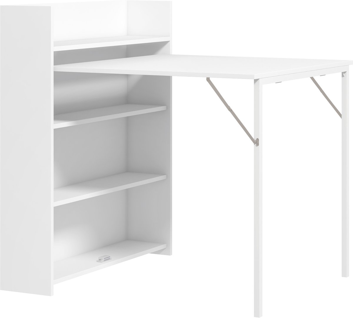 Homona Inklapbare eettafel met 4 opbergplanken - 78,5 x 91 x 93 cm - Wit