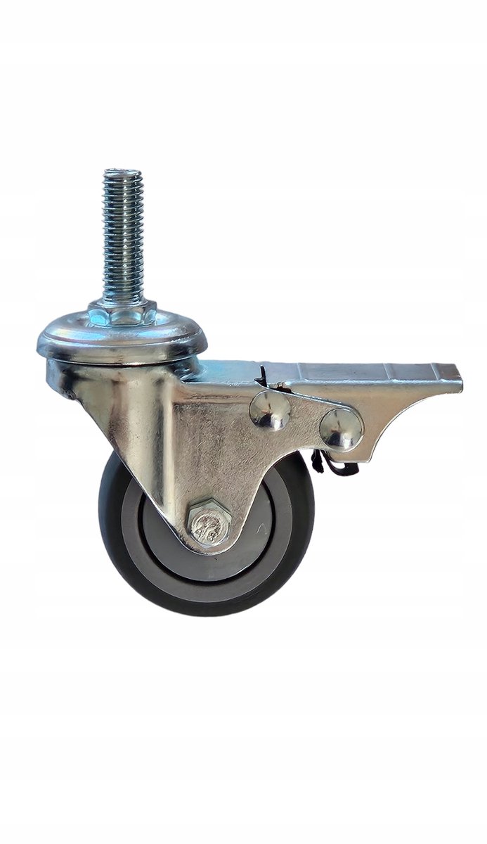 Draaikastwiel met rem en schroefdraad, 50 mm