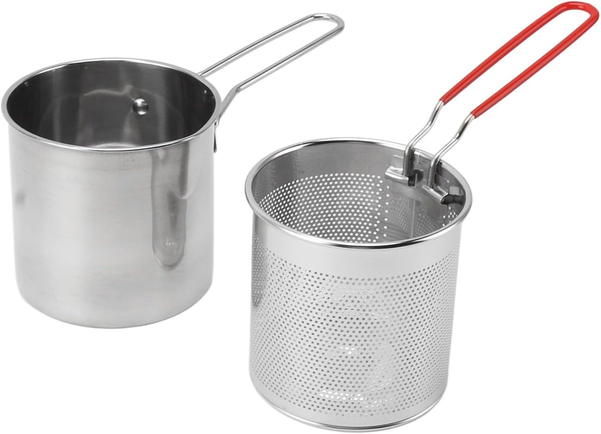 Frituurpan Met Mand, Roestvrijstalen Kookpot Met Gemakkelijke Handgreep, Food-grade Buitenfriteuse Voor Het Frituren Van Vis, Garnalen, Kip En Friet