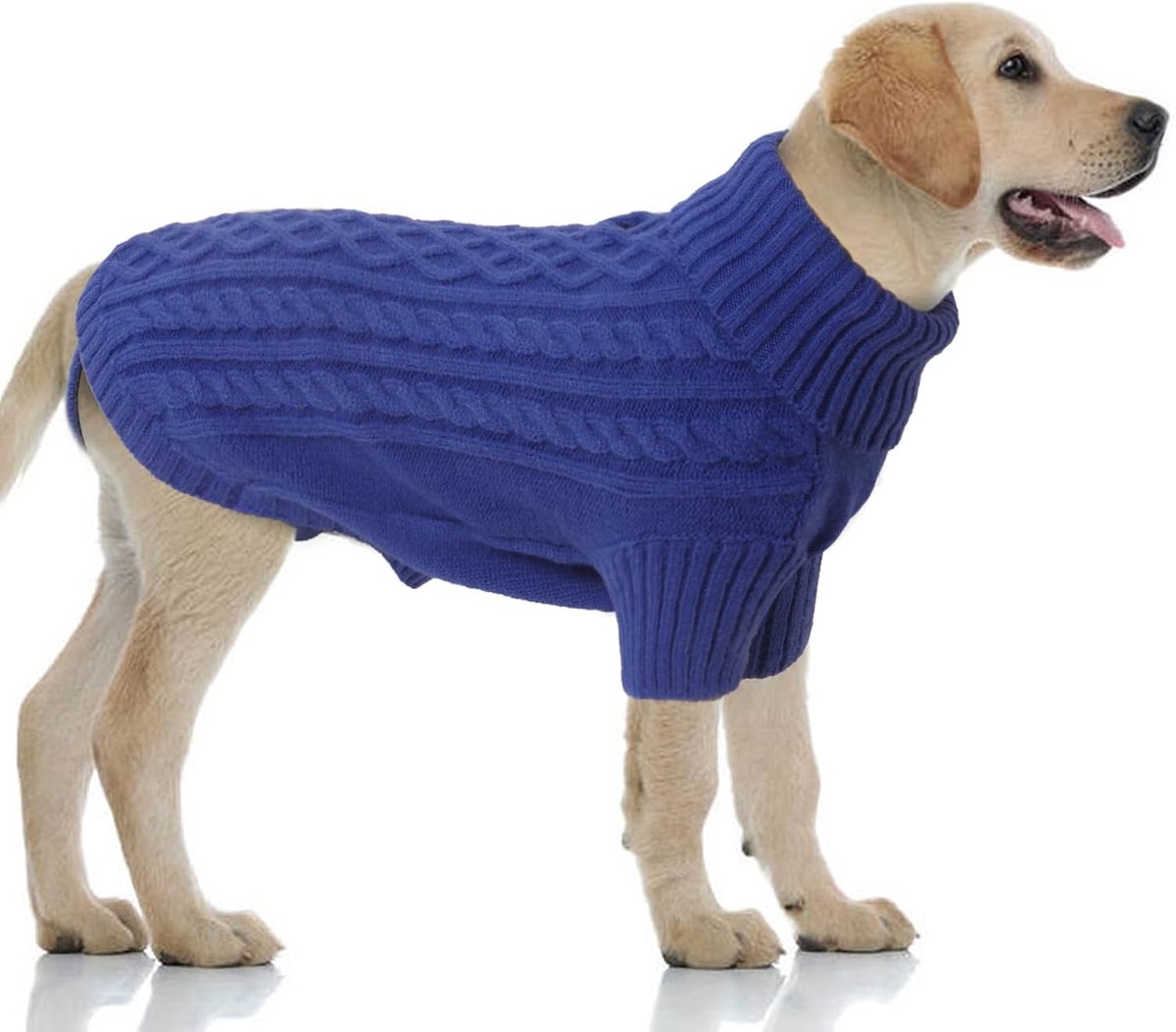 Truien Grote Hond, Warme Effen Hondentruien, Gebreide Col Trui Hond met Harnas Gat, Huisdierkleding Honden, Dog Sweater Jumper, Konings Blauw, 3XL