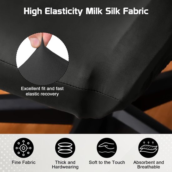 Gaming Stoel Set van 6 Stukken - Zachte Ademende Zwarte Stretch Cover met Arm- en Hoofdtelefoonaccessoires voor Kantoor en Computerstoelen — afbeelding 3