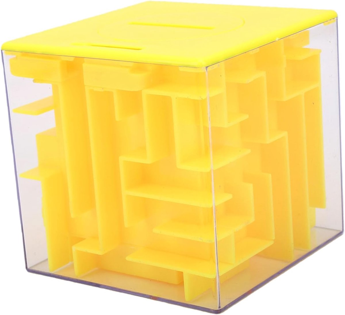 3D Doolhof Puzzel Spaarpot, Transparante Geldopslag, voor (YELLOW)