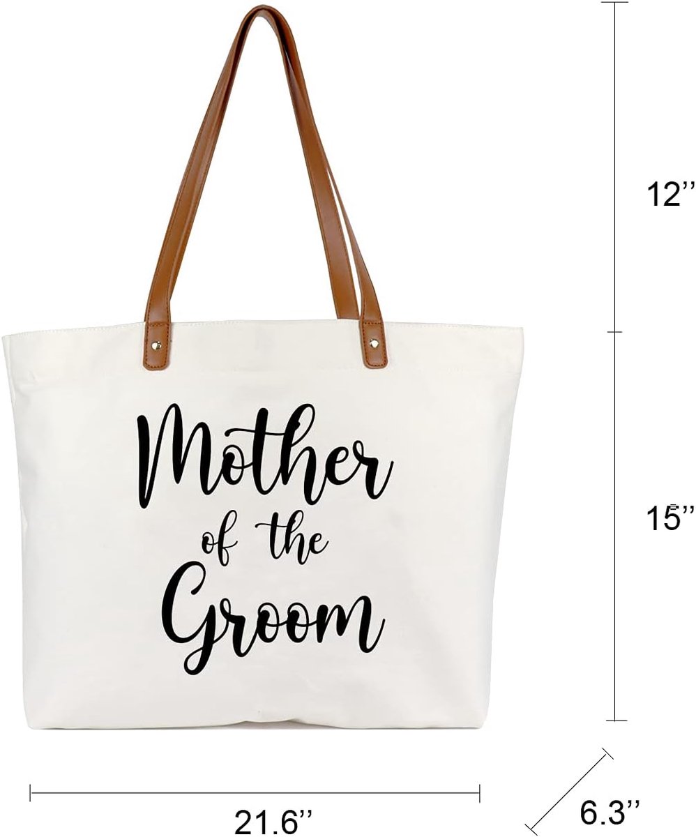 Bruid draagtas met make-up tas, geschenken voor verloving / bruidsdouche / vrijgezellenfeest / bruiloftsfeest canvas wit, Kleur: wit, Large