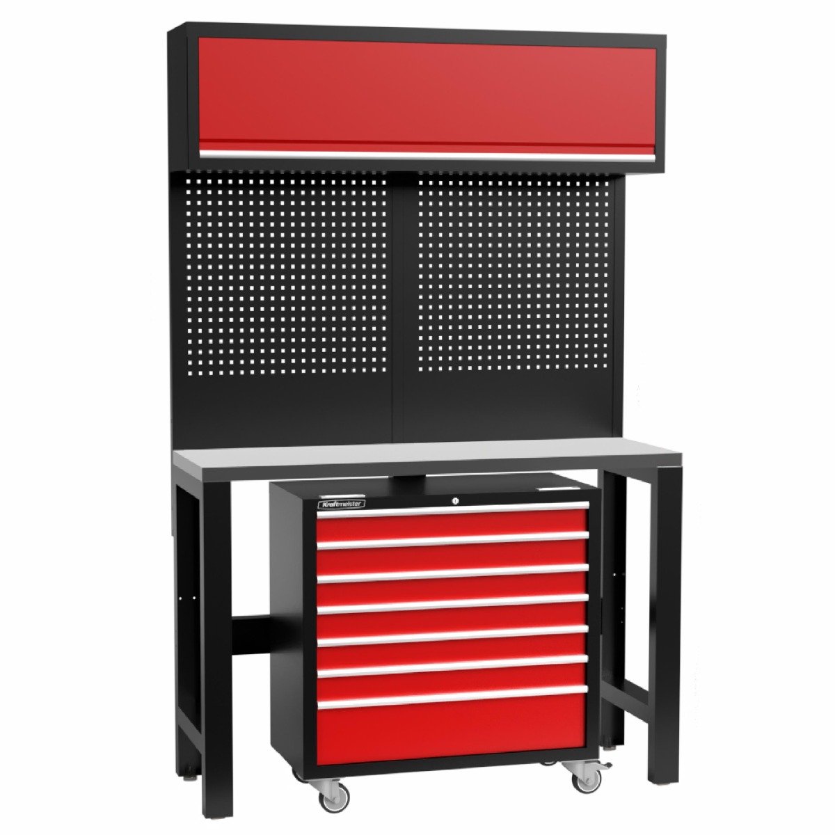 Kraftmeister Standard werkbank met wandkast en gereedschapswagen RVS 1