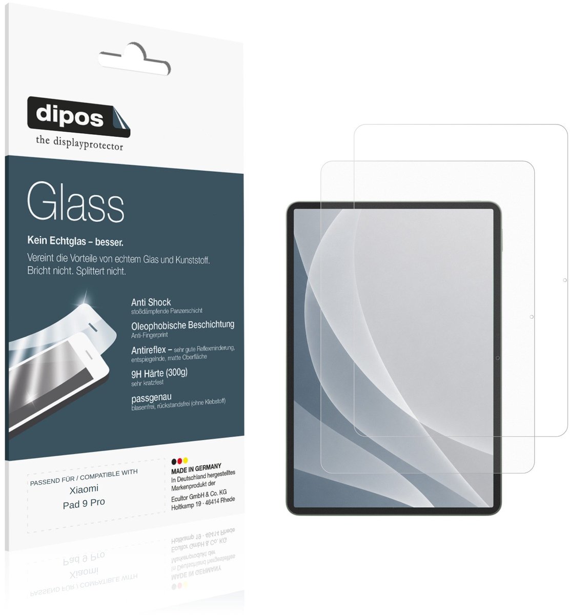 dipos – 2x Matte Pantserfolie geschikt voor Xiaomi Pad 9 Pro | 9H Screenprotector