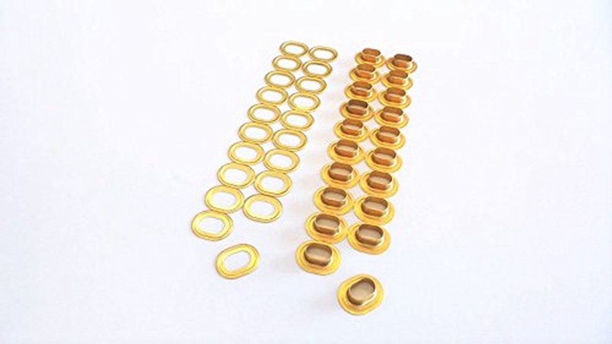 20 Oval Ogen met Tegenplaat van Messing 17x11x8mm voor Vrachtwagens en Zeilen