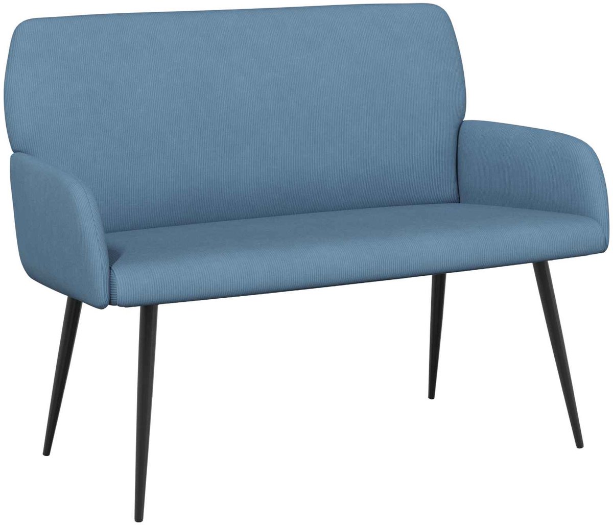 vidaXL Tweezitsbank - met - metalen - poten - 2-zits - Blauw - Corduroy - stof