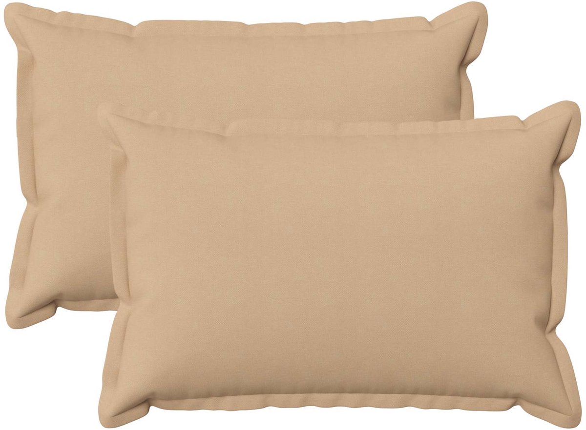 vidaXL Kussen - 2 - st - HOUTEN - Crèmekleurig - 40 - x - 60 - cm - Faux - Linnen