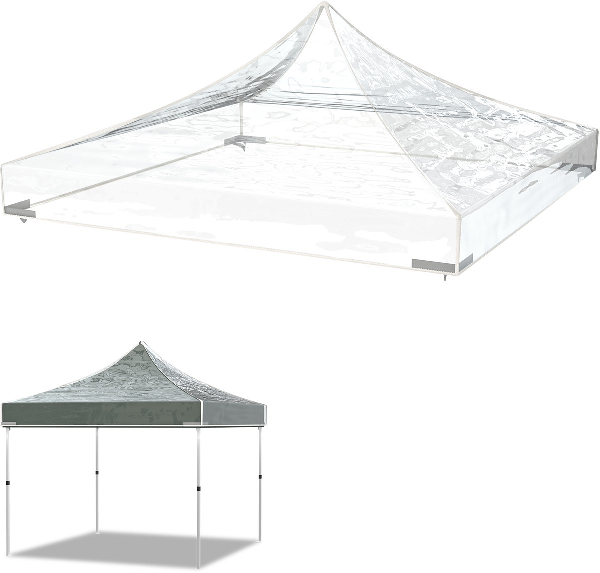 Arvioo - transparant PVC tentdak - puntvormig - 3x3m - 270g/m² - voor partytent