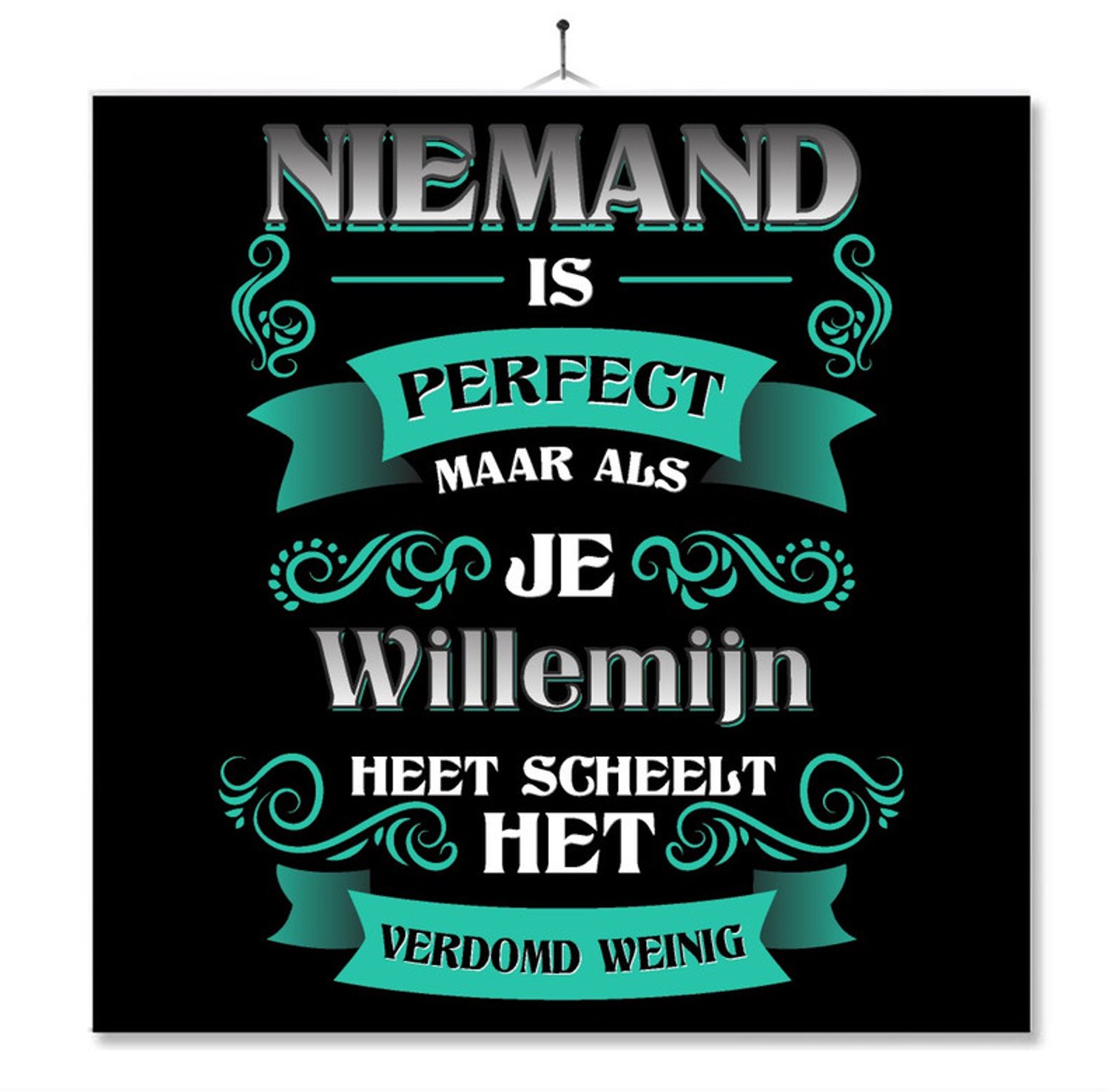MC Living Tegel Met Opdruk | Kado | Cadeau | Niemand Is Perfect Maar Als Je Willemijn Heet Scheelt Het Verdomd Weinig Multi-Color