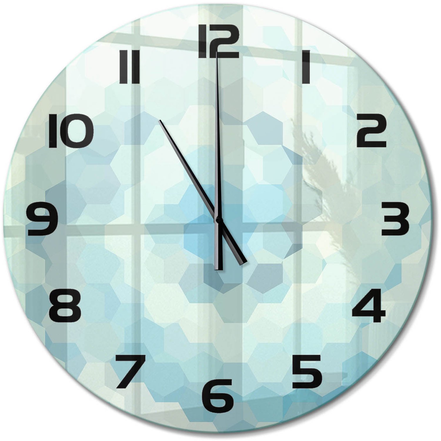 TULUP Wandklok - Abstracte achtergrond Glazen Wandklok Design - fi60 cm - Blauw Klok Glas Met Opdruk - Zwarte handen - Ronde Klok - Wandklok Glas Met Motief - Decoratieve Glazen Klok