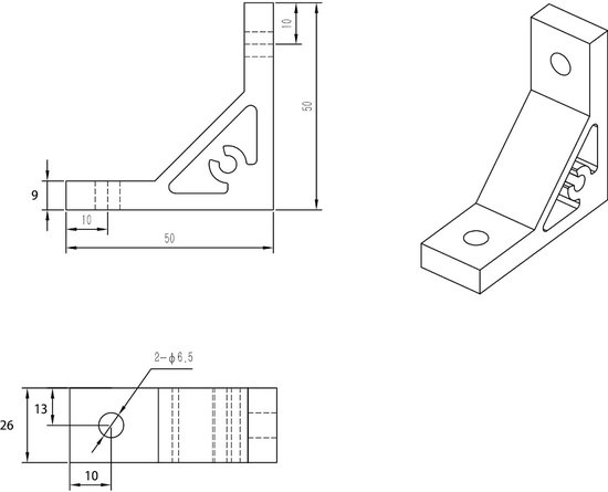 Hoekverbindingen voor aluminium profielen, 2-gat, 8 stuks — afbeelding 4