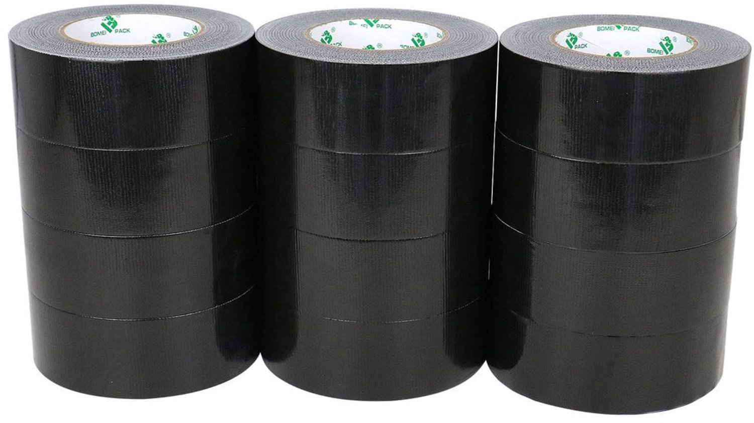 12 Rollen Zwart Pantsertape 50 mm x 50 m, Sterk Klevend