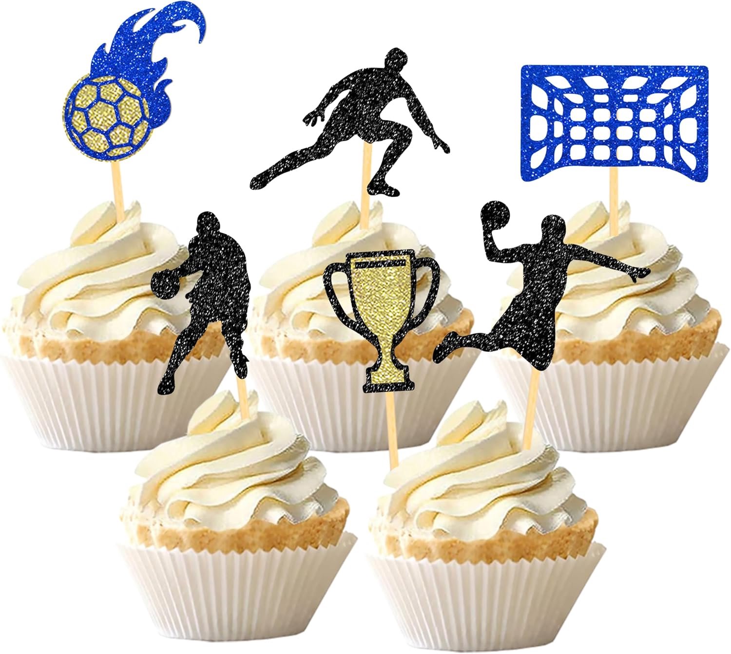 24 Stuks Glitter Handbal Cupcaketoppers