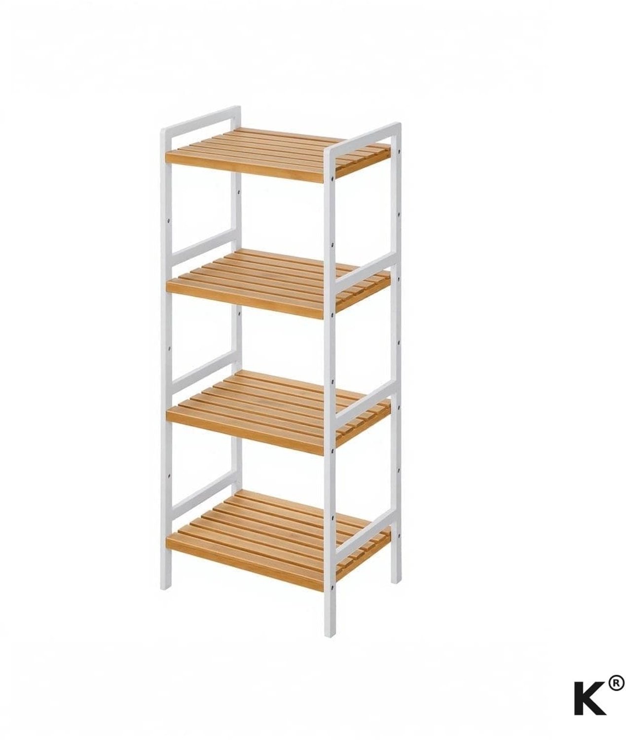 Klarven Stellingkast Bamboe Naturel-wit - Vrijstaand Rek - Boekenkast - Bookcase - Verstelbare Planken, Draagvermogen 15kg per Plank - Open Kast 31,5x45x111 cm