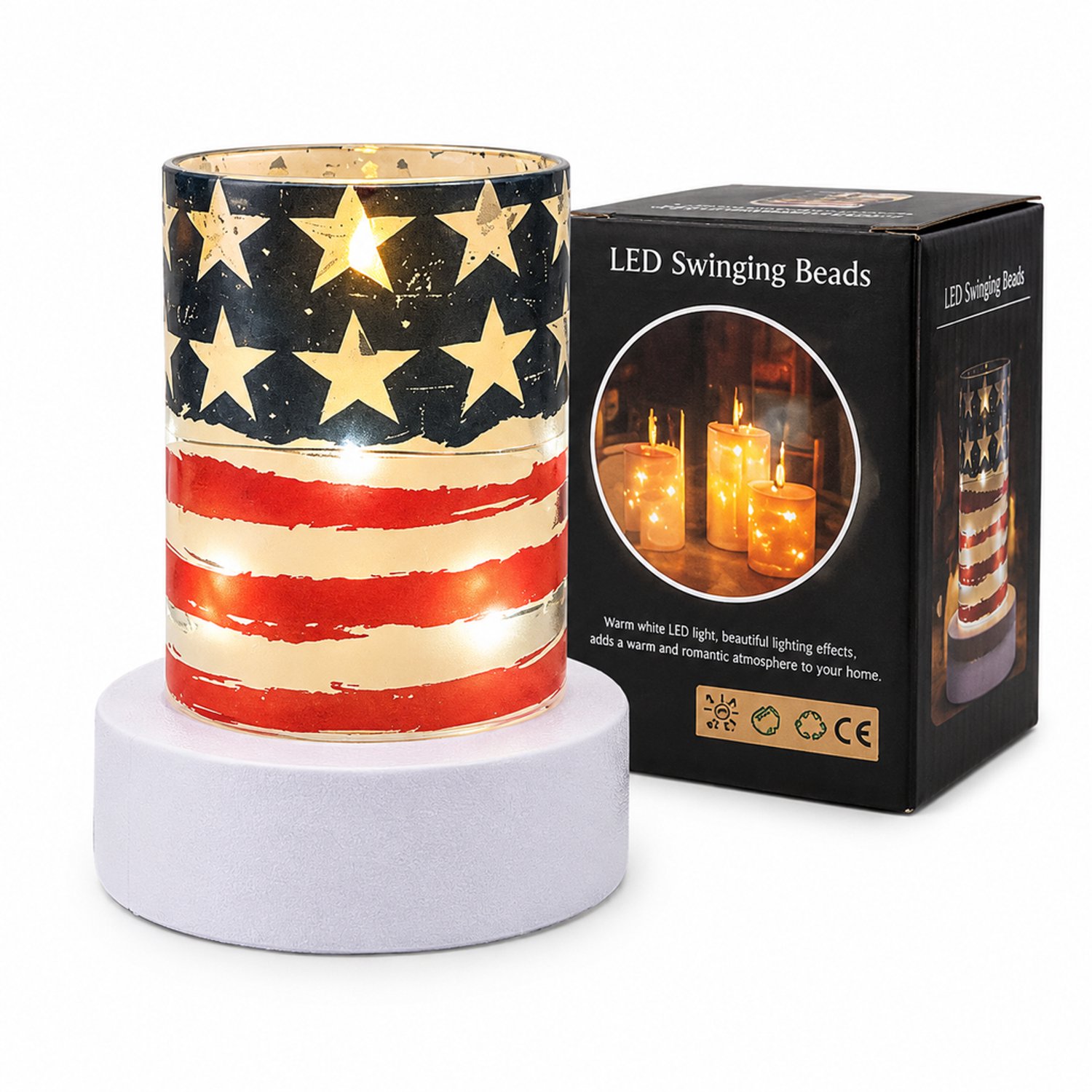 SWGOTA led kaarsen - kunststof kaarslamp 7,5 x 10 cm met gewikkelde verlichting - warm licht - op batterijen, batterijen niet inbegrepen Rood