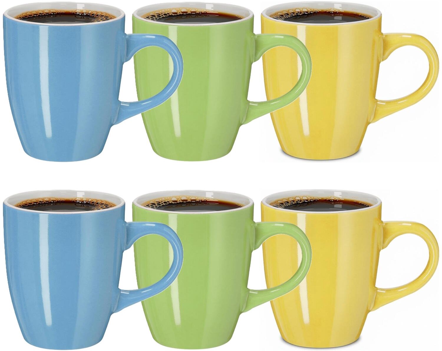 Bellatio Design Koffiekopjes Sunny Glaze - 6x stuks - Keramiek - multi kleuren - 350 ml - 10 cm
