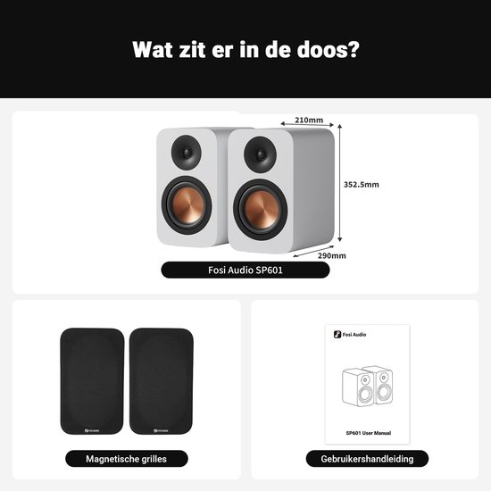 Passieve Boekenplankluidsprekers, 4Ω 160W HiFi Stereo Luidsprekers met 6,5" HybridCone Composite Woofers en 1,5" Zijden Koepeltweeters voor Thuisbioscoop/Luisterkamer (Paar) — afbeelding 5