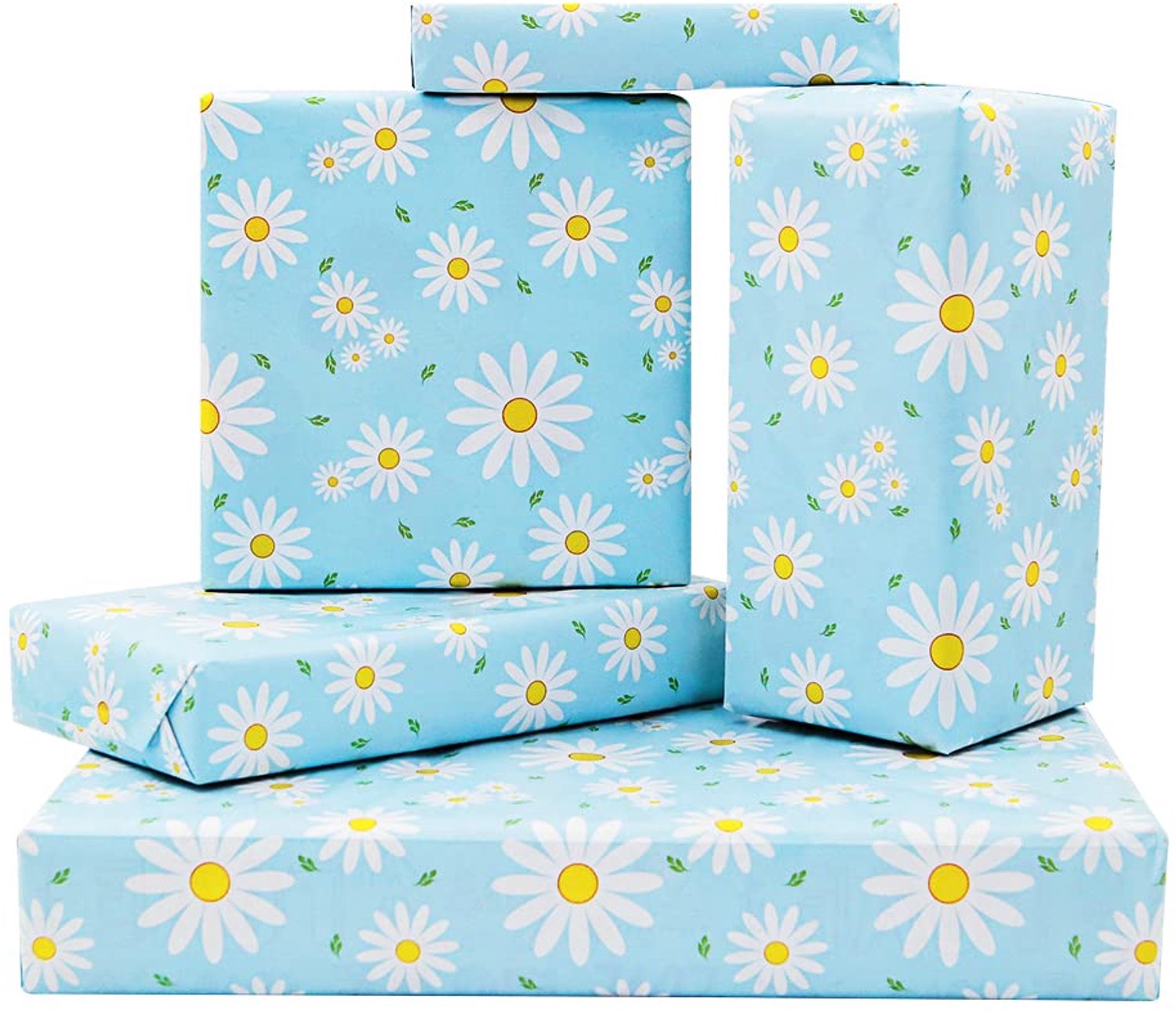 Cadeauverpakking Premium - Madeliefjes Inpakpapier - 4 Vellen - 500mm x 750mm - Bloemen Motief - Verjaardag/Babydoop