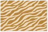 Rechthoekige deurmat met een bruin en beige abstract zebrastrepenpatroon.