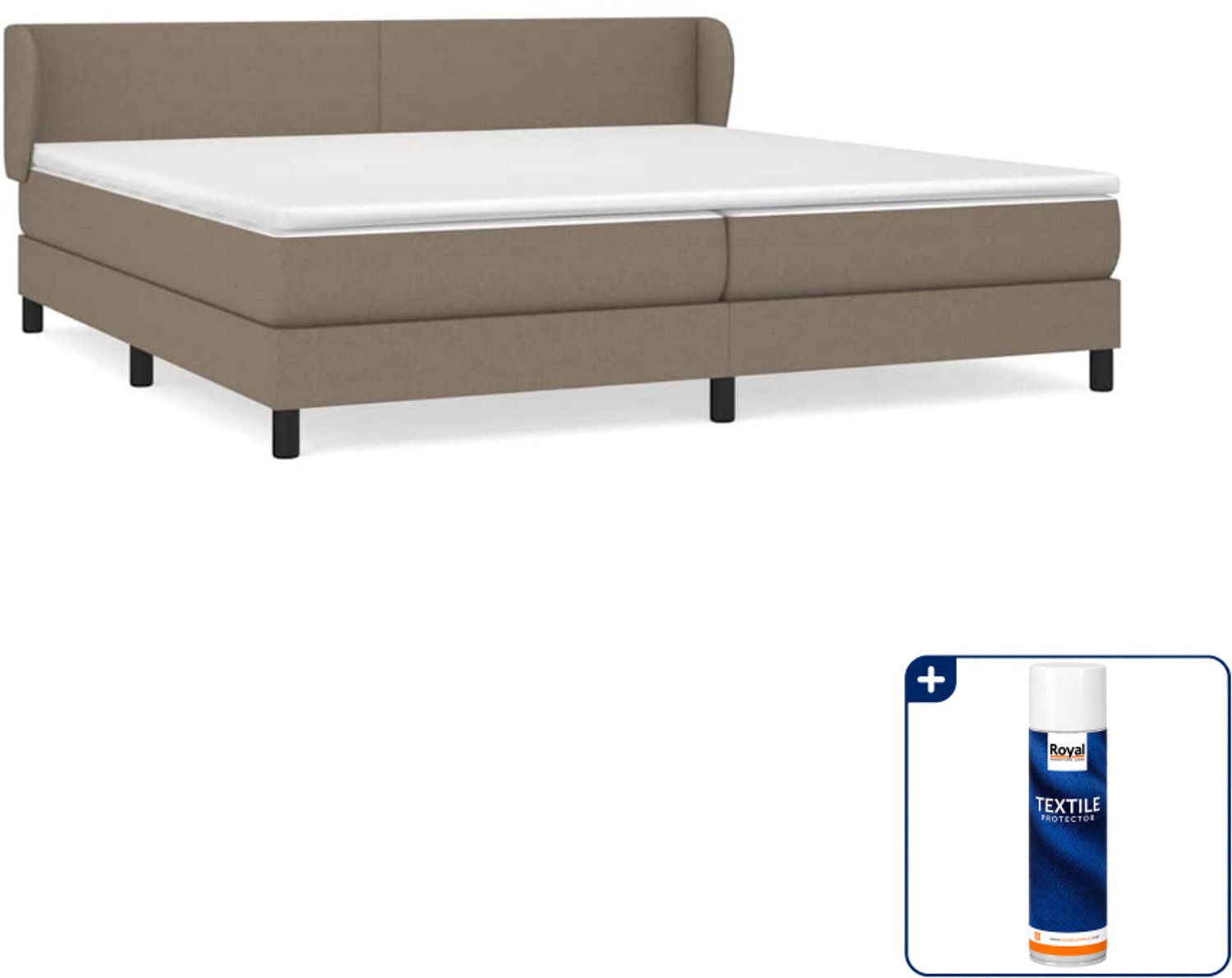 vidaXL Boxspring - Super kingsize - 200 x 200 cm - taupe - Inclusief textielbeschermer 500 ml
