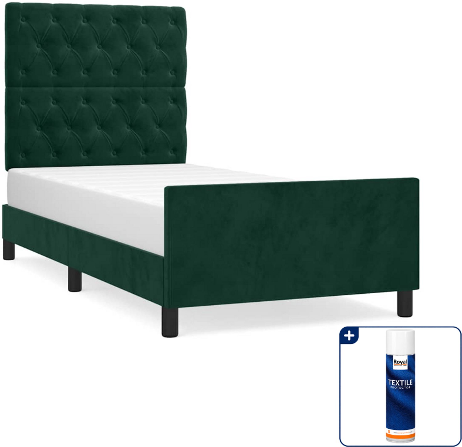 vidaXL bedframe 80 x 200 cm - fluweel - donkergroen - Inclusief textielbeschermer 500 ml