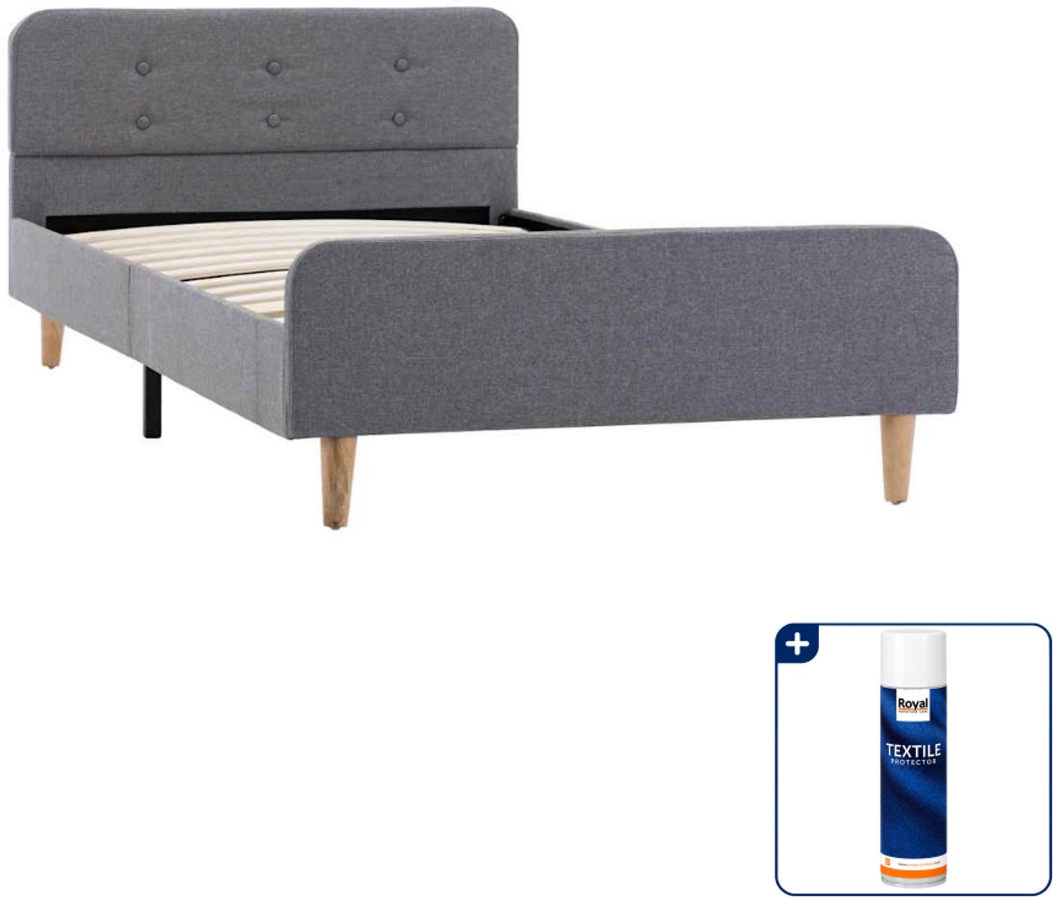 vidaXL bedframe - 100 x 200 cm - stof - lichtgrijs - Inclusief textielbeschermer 500 ml Zwart