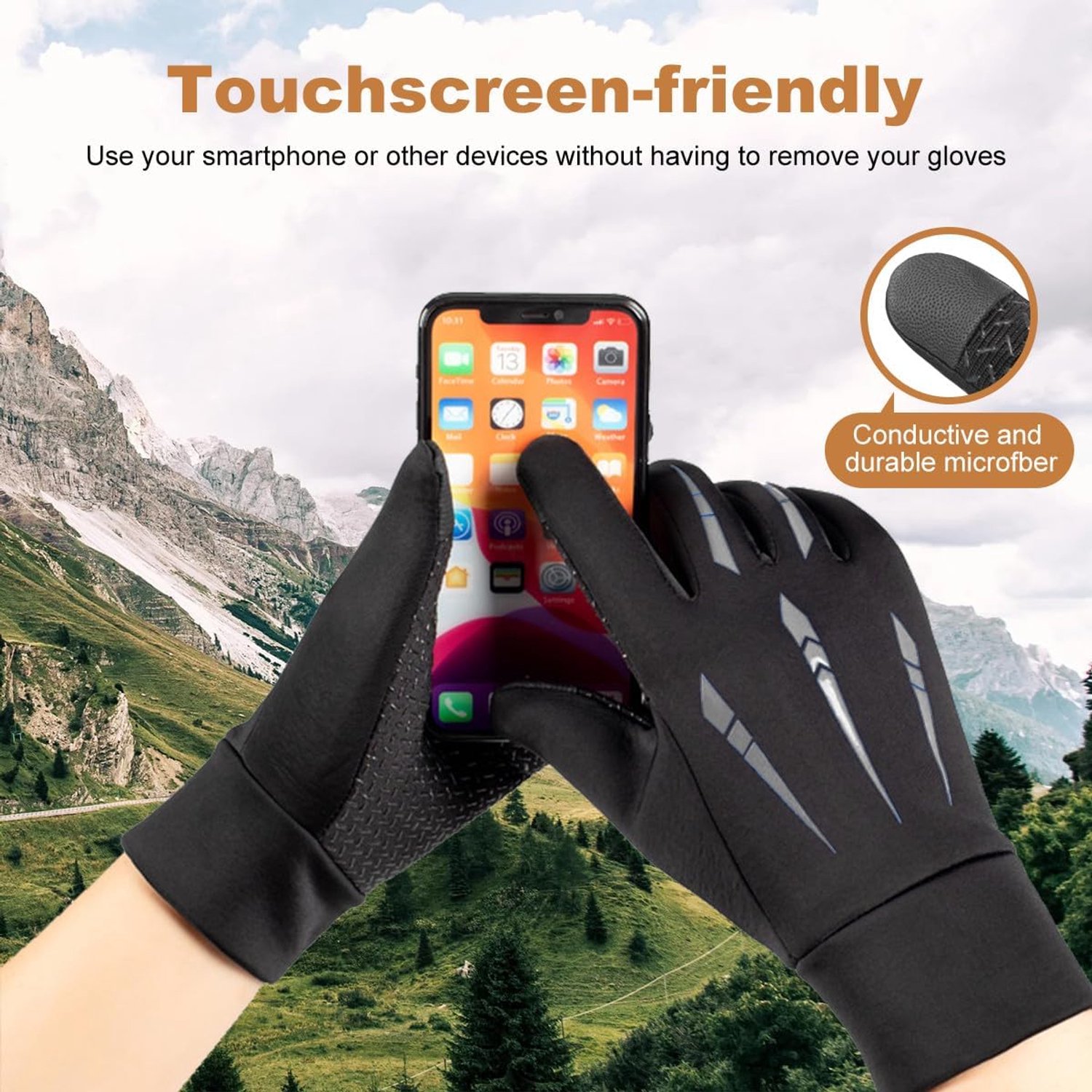 Outdoor Fiets Handschoenen - Winter Thermische Handschoenen - Winddichte Motorhandschoenen Waterdicht, Touchscreen Compatibel, Antislip Handschoenen Unisex - Lengte 23cm -Zwart – foto 4
