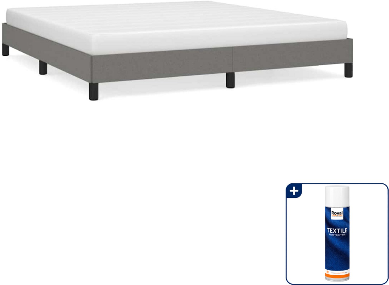 vidaXL bedframe Kingsize - 180 x 200 cm - donkergrijs - Inclusief textielbeschermer 500 ml