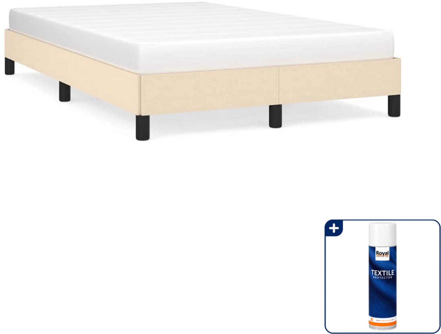 vidaXL bedframe - 120 x 200 cm - stof - crème - Inclusief textielbeschermer 500 ml
