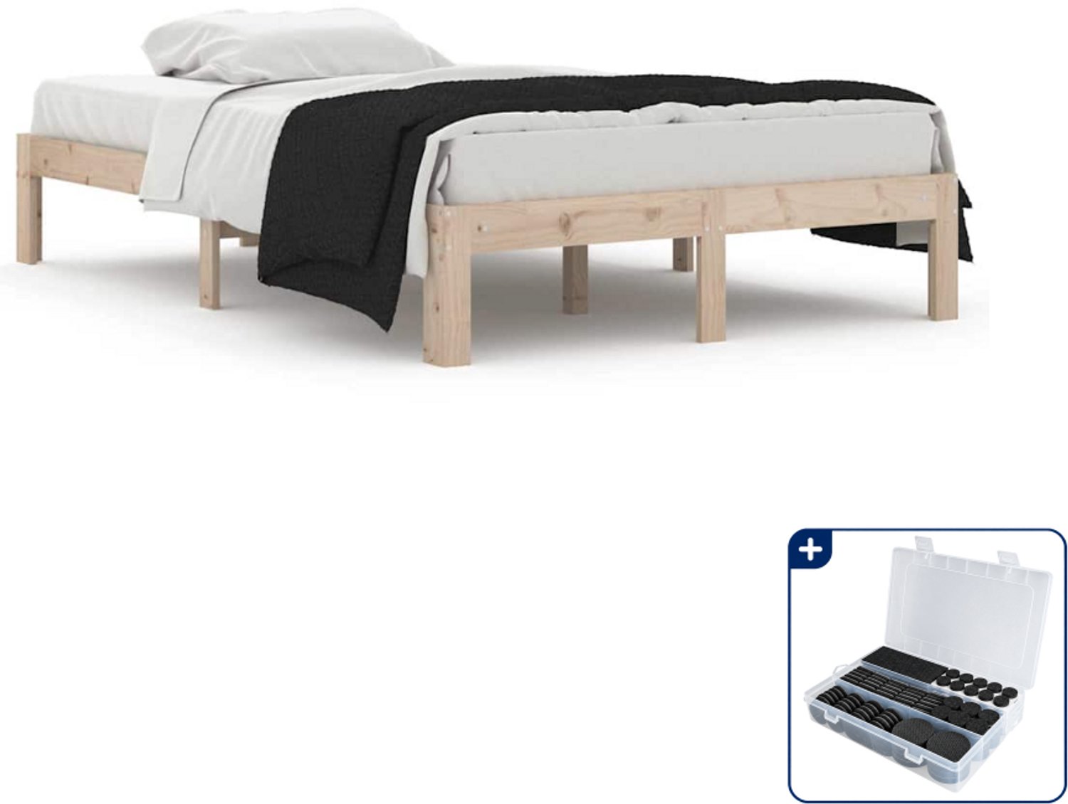 vidaXL bedframe - 120 x 190 cm - massief grenenhout - Inclusief antikrasvilt 177-delig Bruin