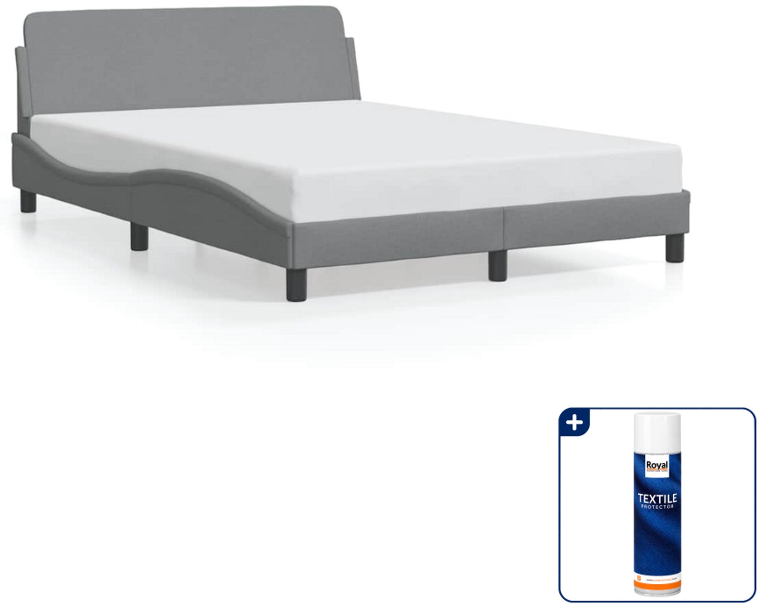 vidaXL Bedframe Dover 140 x 190 cm - lichtgrijs - Inclusief textielbeschermer 500 ml