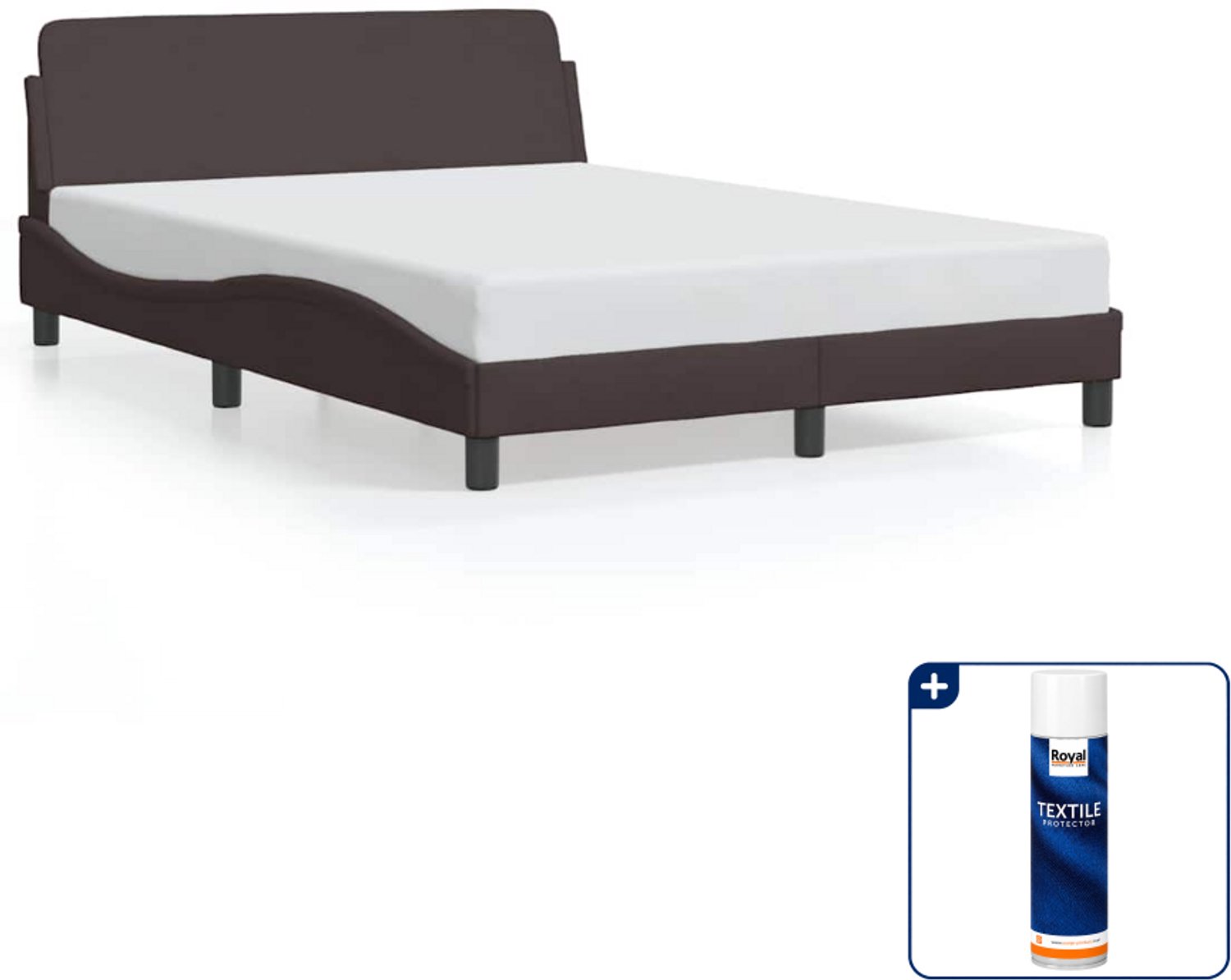 vidaXL Dover bedframe - 120 x 200 cm - stof - donkerbruin - Inclusief textielbeschermer 500 ml