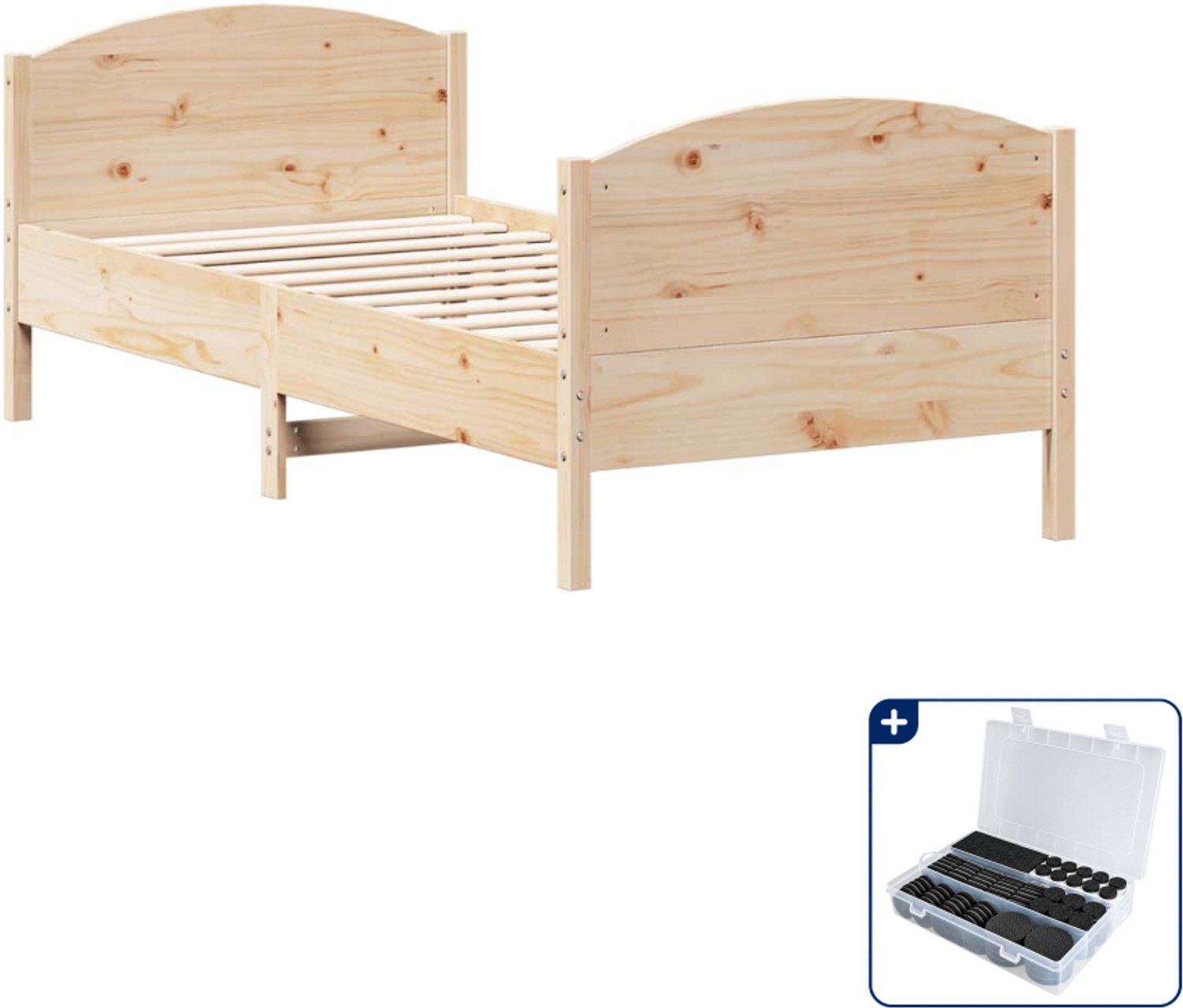vidaXL bedframe - 75 x 190 cm - massief grenenhout - Inclusief antikrasvilt 177-delig Bruin