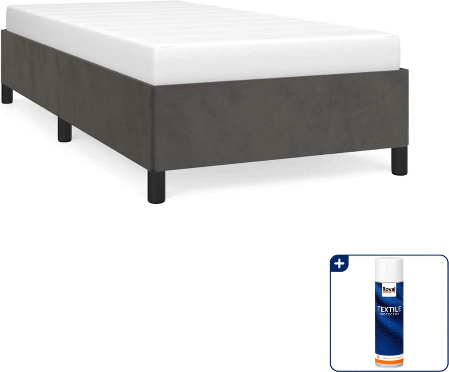 vidaXL bedframe - 90 x 190 cm - fluweel - donkergrijs - Inclusief textielbeschermer 500 ml