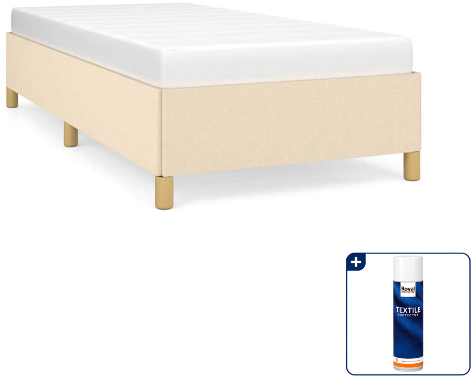 vidaXL bedframe - 80 x 200 cm - stof - crème - Inclusief textielbeschermer 500 ml