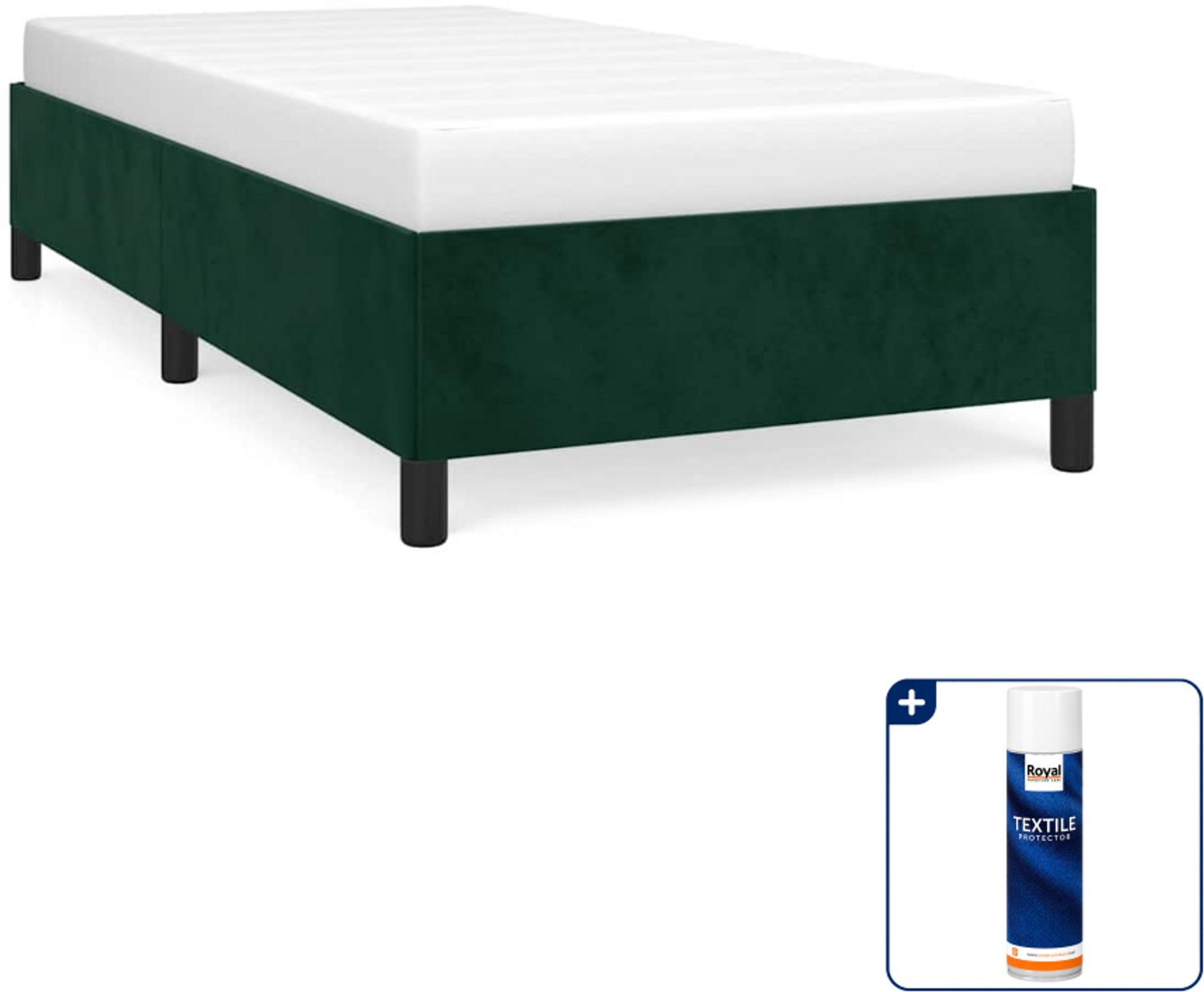 vidaXL Bedframe - 100 x 200 cm - fluweel - donkergroen - Inclusief textielbeschermer 500 ml