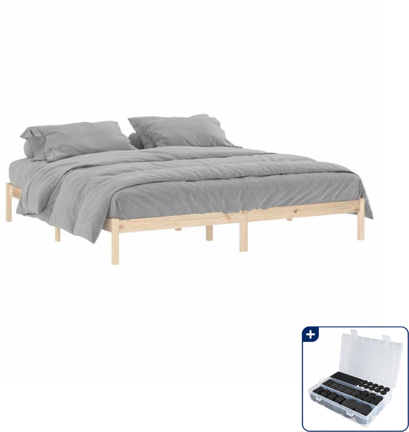 vidaXL bedframe - Kingsize - 193 x 203 cm - massief grenenhout - Inclusief antikrasvilt 177-delig Bruin