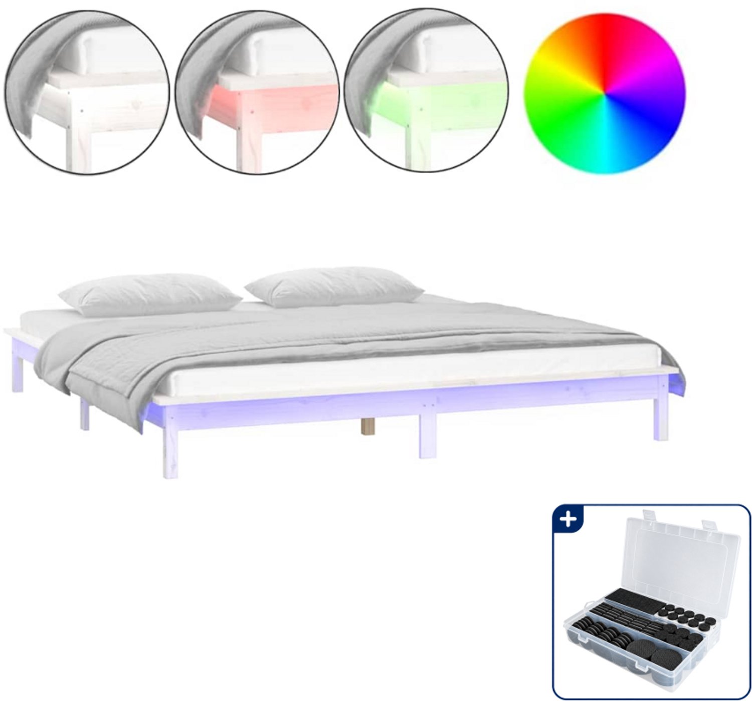 vidaXL bedframe - 120 x 200 cm - massief grenenhout - wit - Inclusief antikrasvilt 177-delig