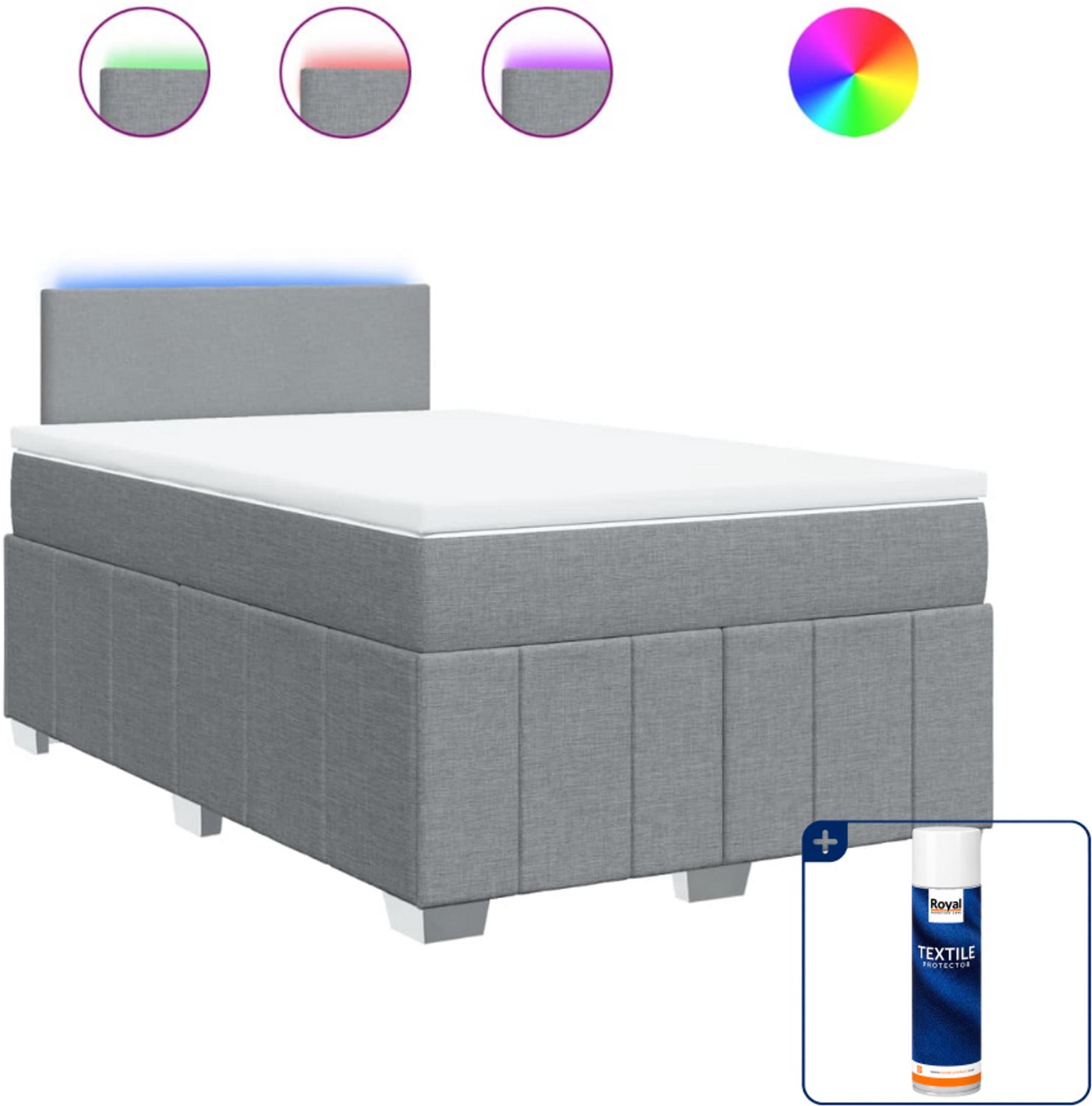 vidaXL boxspring met matras 120 x 190 cm - stof - lichtgrijs - Inclusief textielbeschermer 500 ml