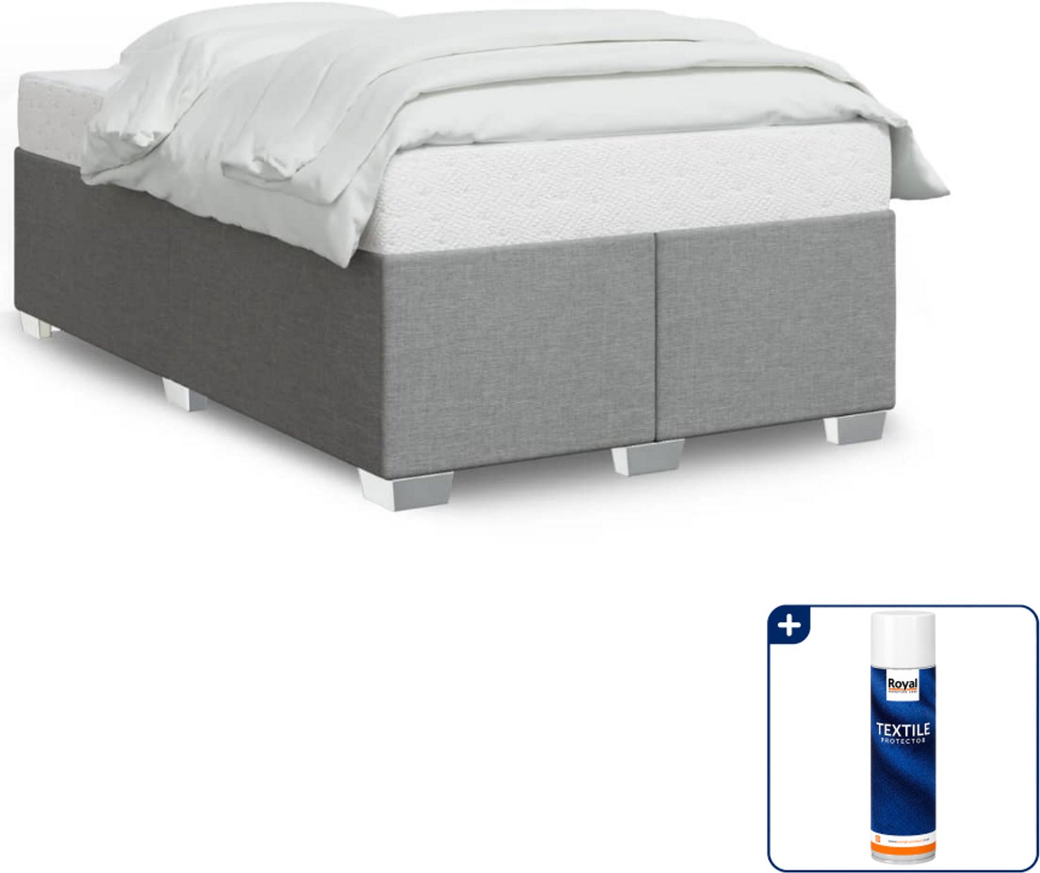 vidaXL Bedframe - 120 x 200 cm - stof - lichtgrijs - Inclusief textielbeschermer 500 ml Zwart