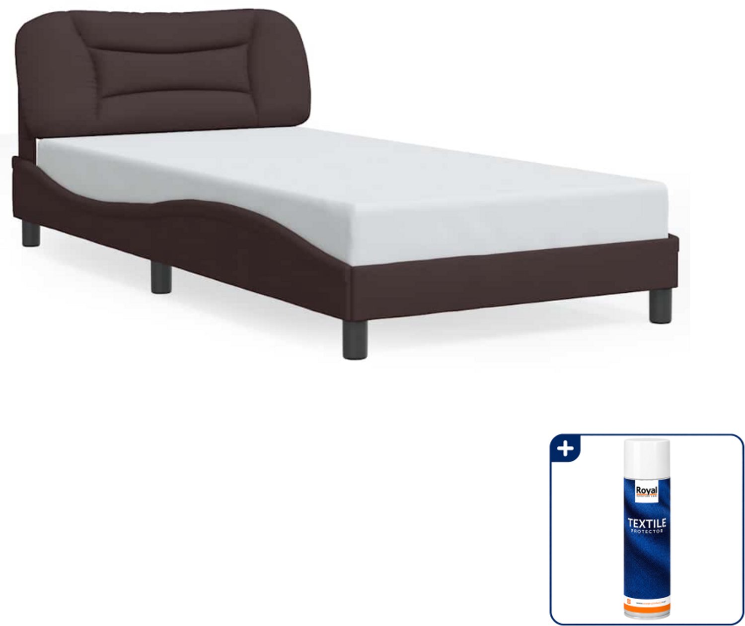vidaXL Hvar bedframe - 100 x 200 cm - donkerbruin - Inclusief textielbeschermer 500 ml Grijs