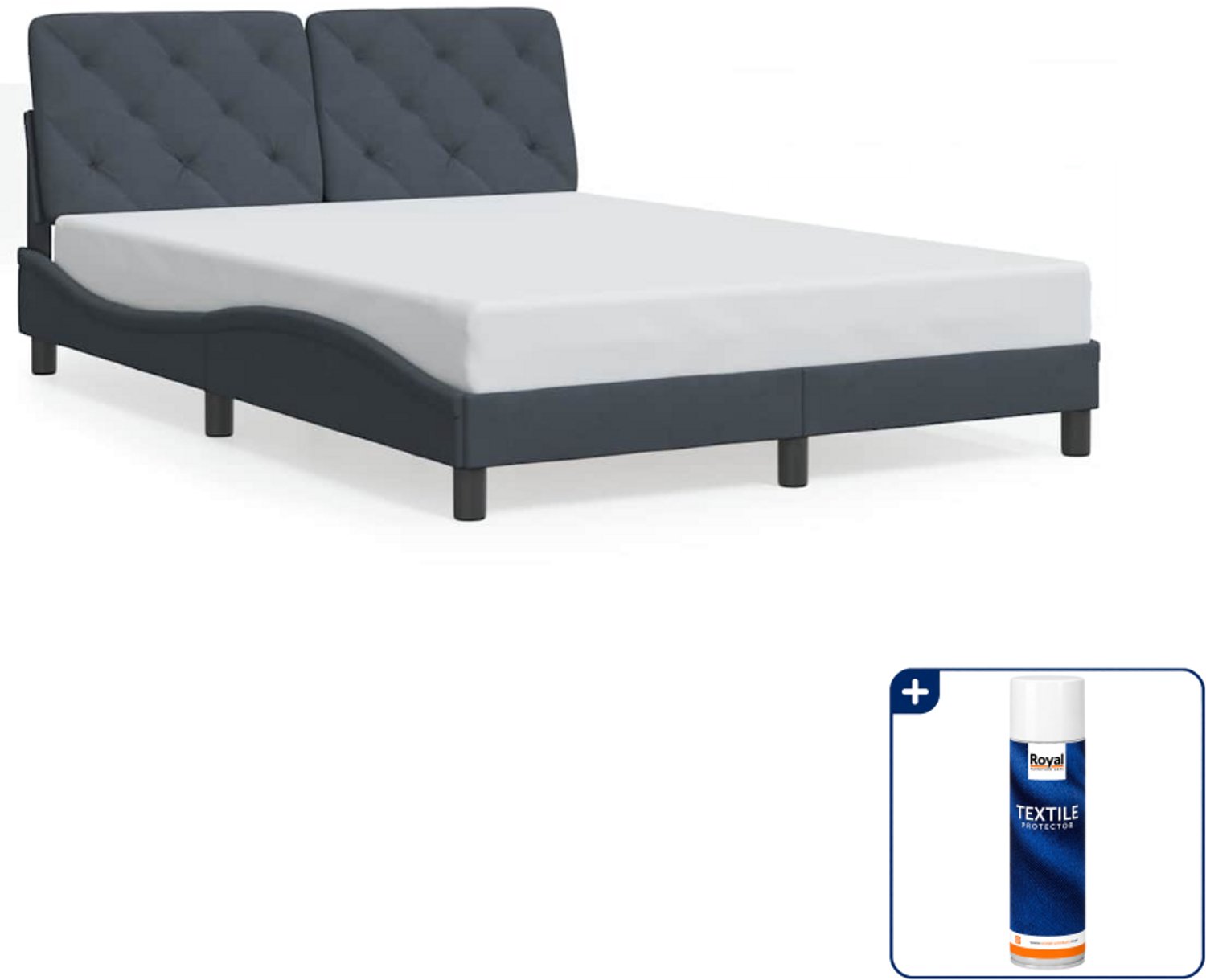 vidaXL Bedframe - 120 x 200 cm - fluweel - donkergrijs - Inclusief textielbeschermer 500 ml