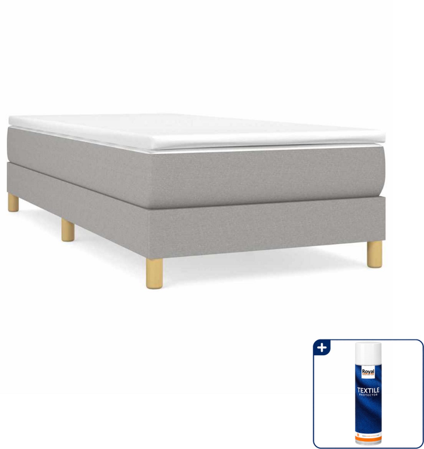 vidaXL boxspring met matras - 80 x 200 cm - stof - lichtgrijs - Inclusief textielbeschermer 500 ml